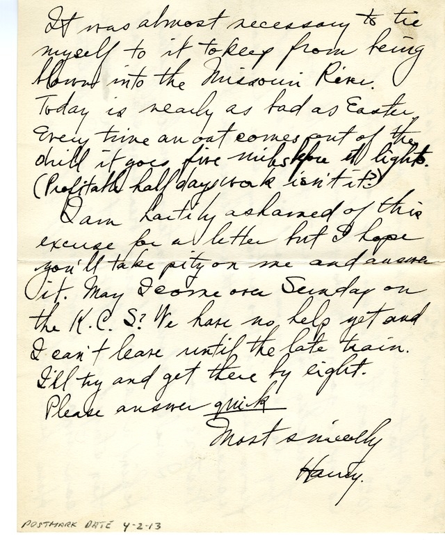 Letter from Harry S. Truman to Bess Wallace