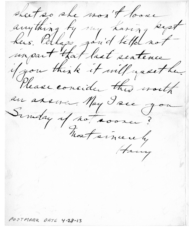 Letter from Harry S. Truman to Bess Wallace