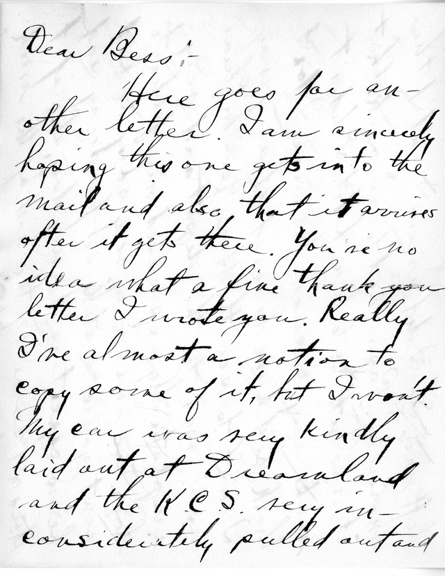 Letter from Harry S. Truman to Bess Wallace