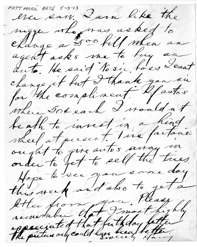 Letter from Harry S. Truman to Bess Wallace