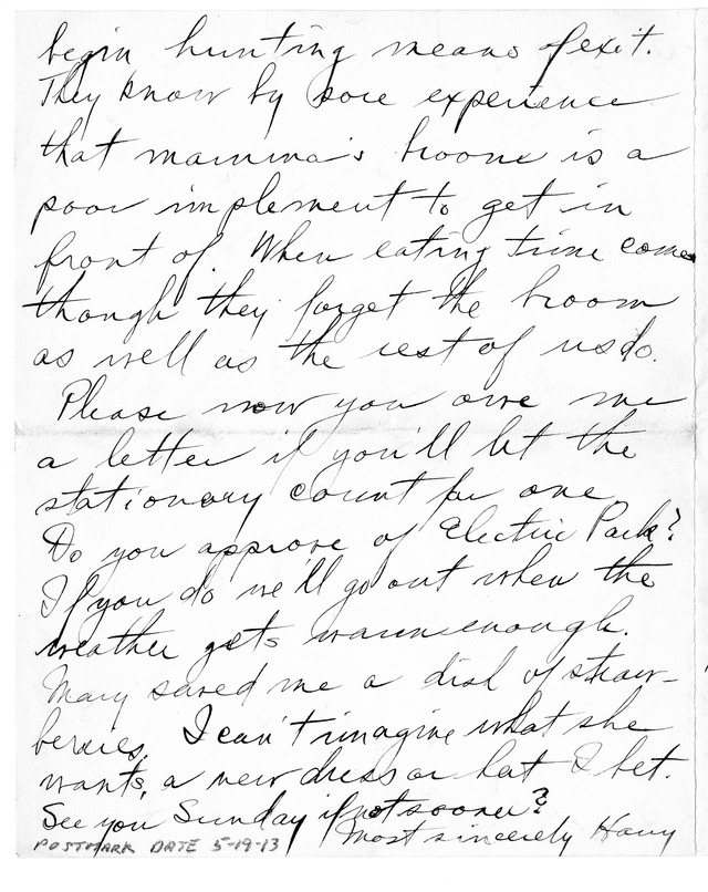 Letter from Harry S. Truman to Bess Wallace