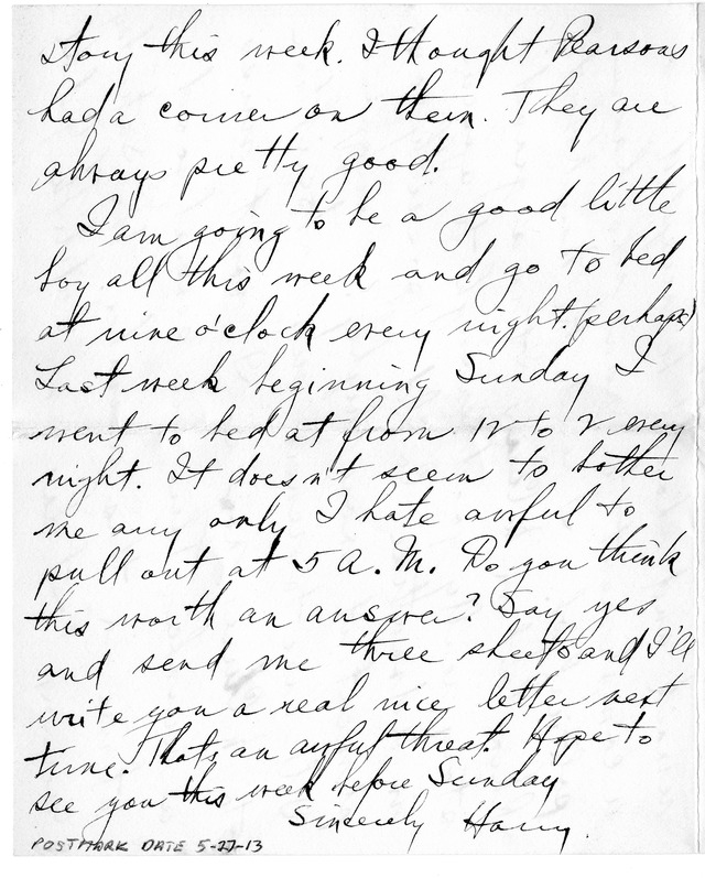 Letter from Harry S. Truman to Bess Wallace