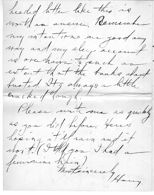 Letter from Harry S. Truman to Bess Wallace