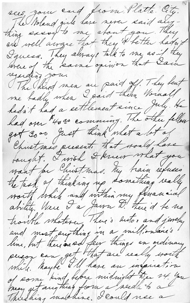 Letter from Harry S. Truman to Bess Wallace