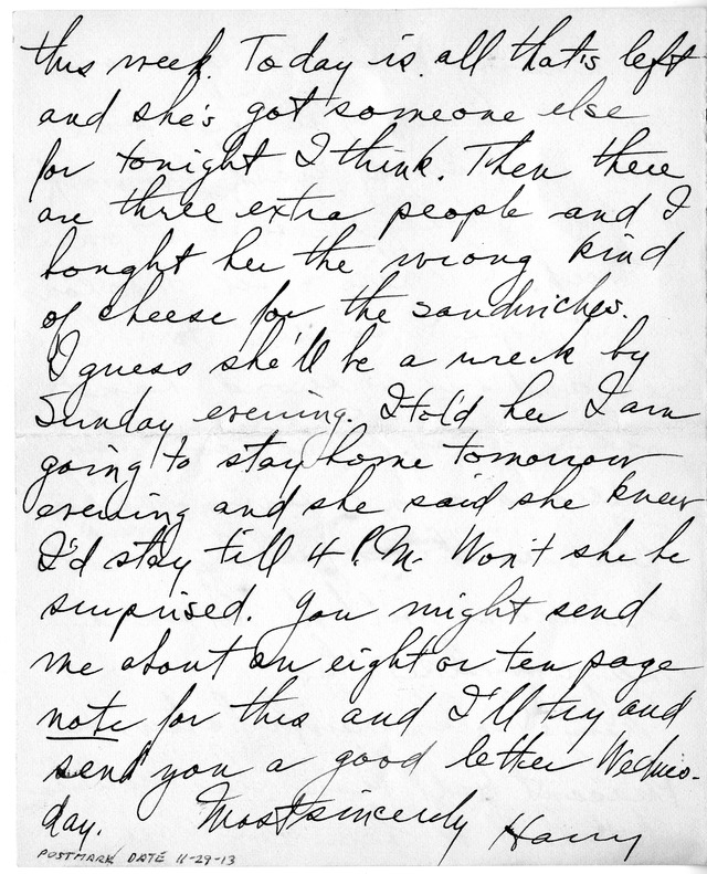 Letter from Harry S. Truman to Bess Wallace