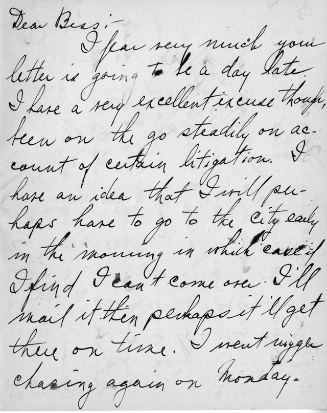 Letter from Harry S. Truman to Bess Wallace