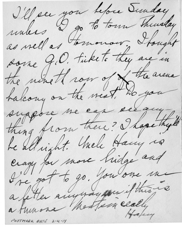 Letter from Harry S. Truman to Bess Wallace