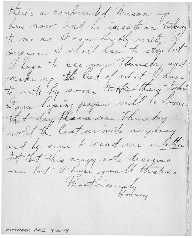 Letter from Harry S. Truman to Bess Wallace