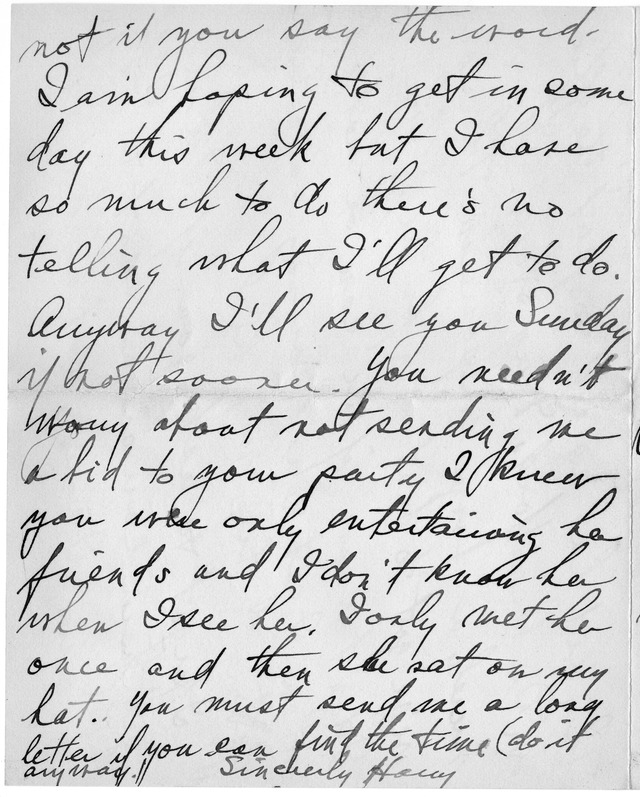 Letter from Harry S. Truman to Bess Wallace