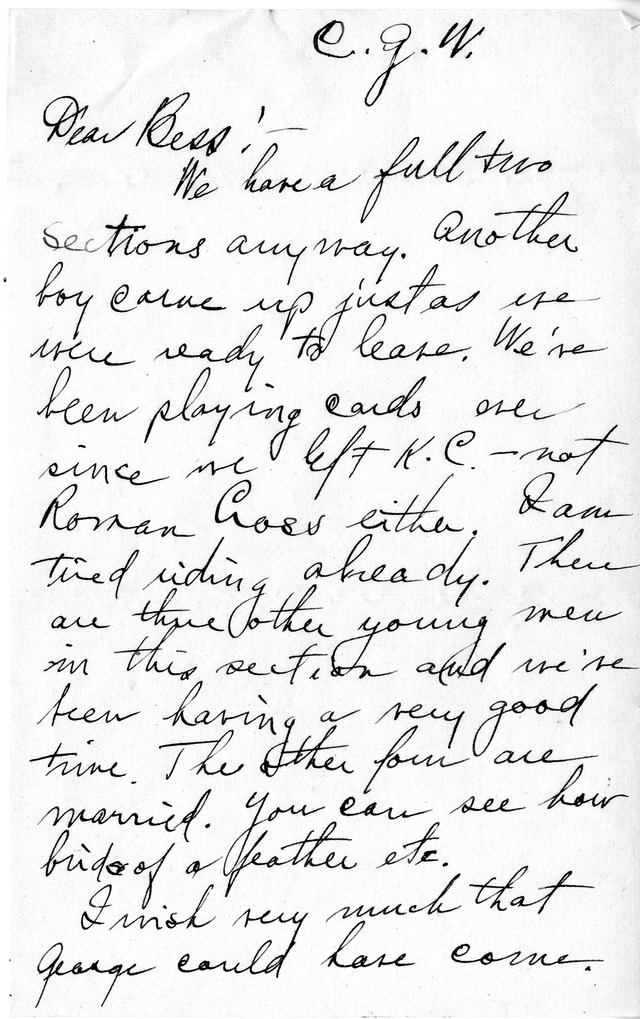 Letter from Harry S. Truman to Bess Wallace