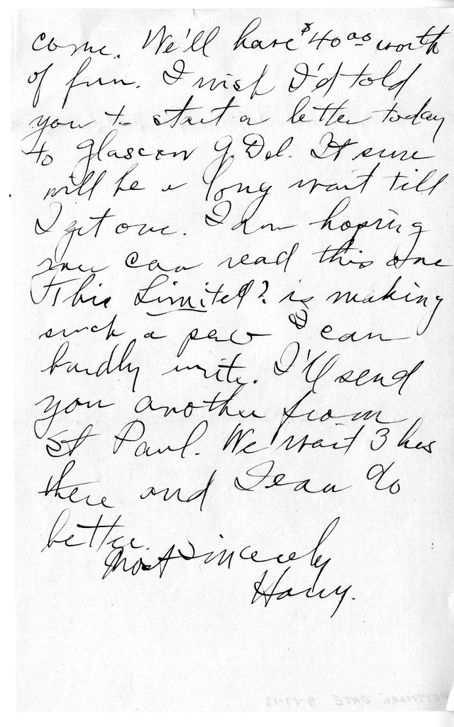 Letter from Harry S. Truman to Bess Wallace