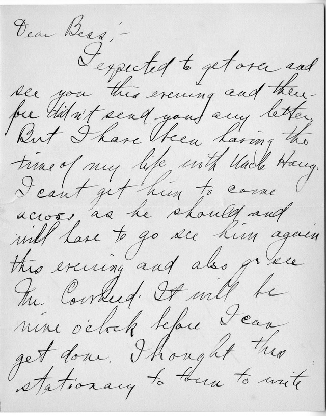 Letter from Harry S. Truman to Bess Wallace