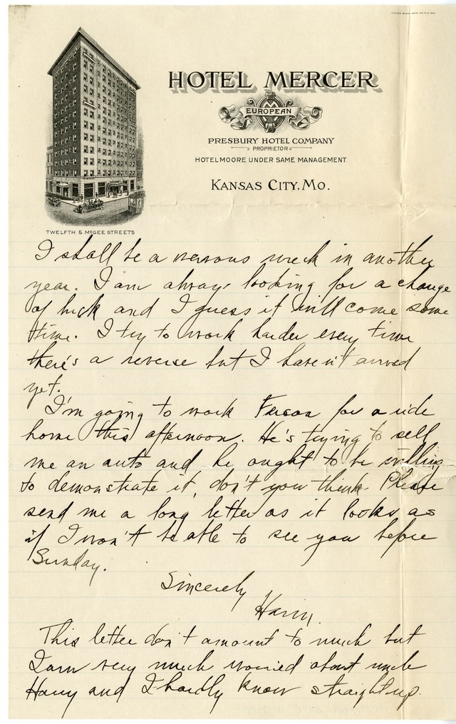 Letter from Harry S. Truman to Bess Wallace