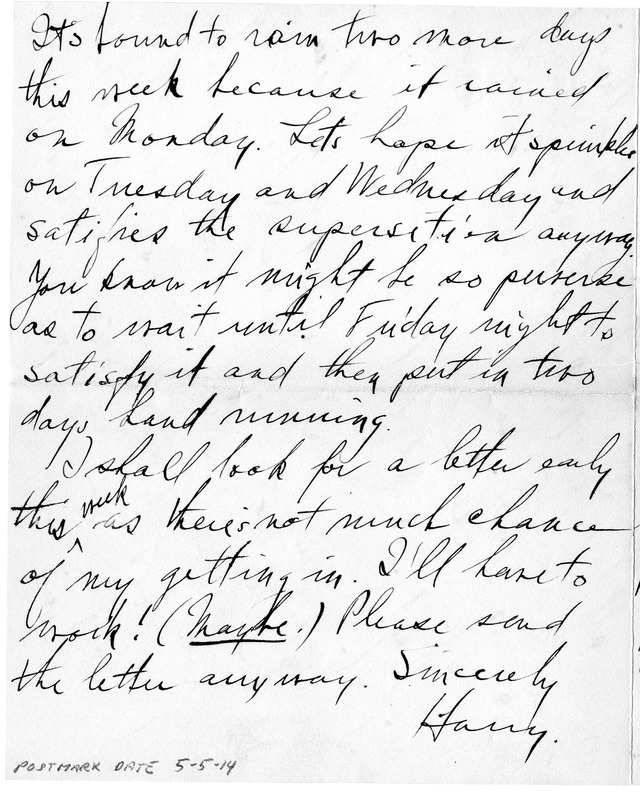 Letter from Harry S. Truman to Bess Wallace