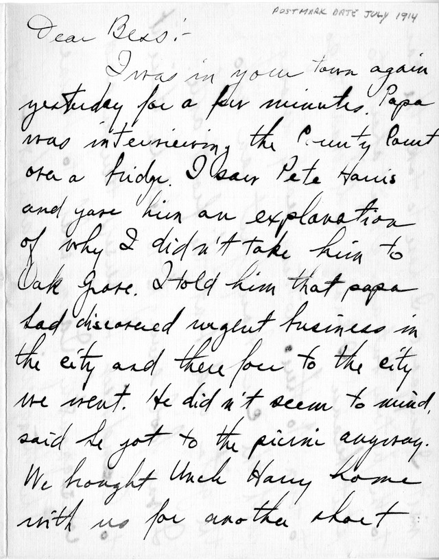 Letter from Harry S. Truman to Bess Wallace