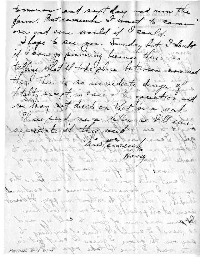 Letter from Harry S. Truman to Bess Wallace