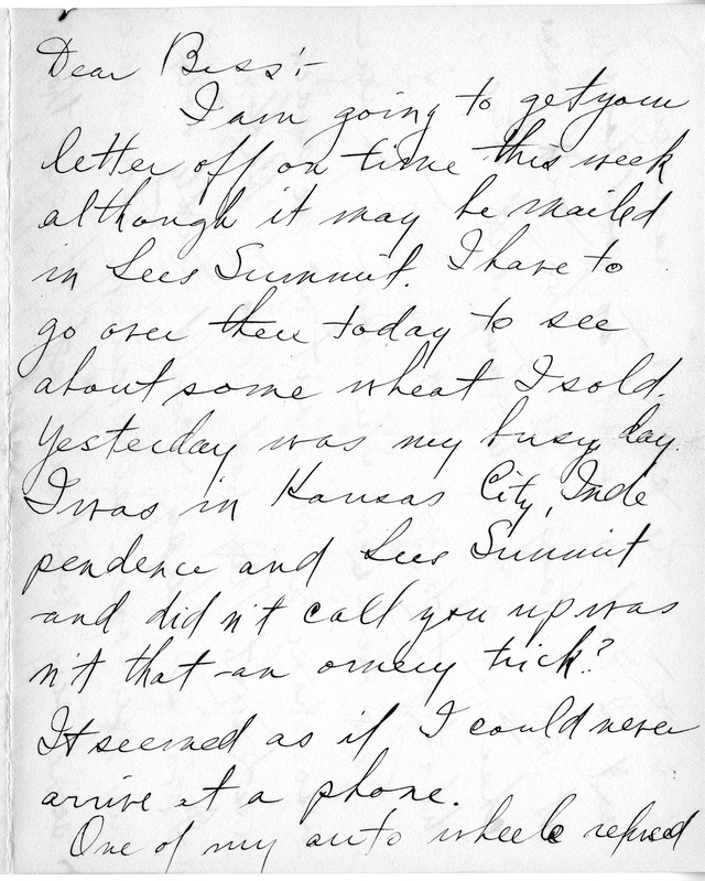 Letter from Harry S. Truman to Bess Wallace