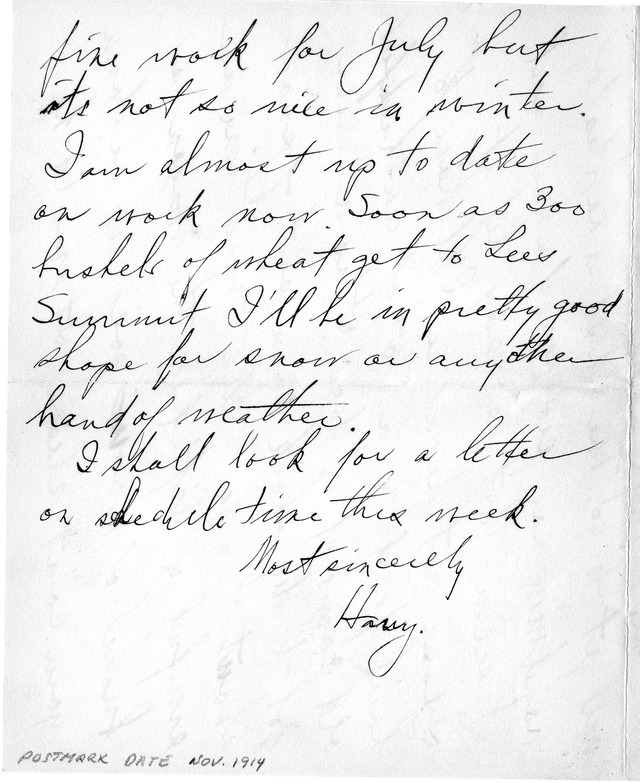 Letter from Harry S. Truman to Bess Wallace
