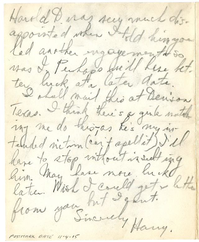 Letter from Harry S. Truman to Bess Wallace