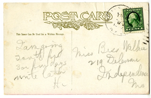 Postcard from Harry S. Truman to Bess Wallace