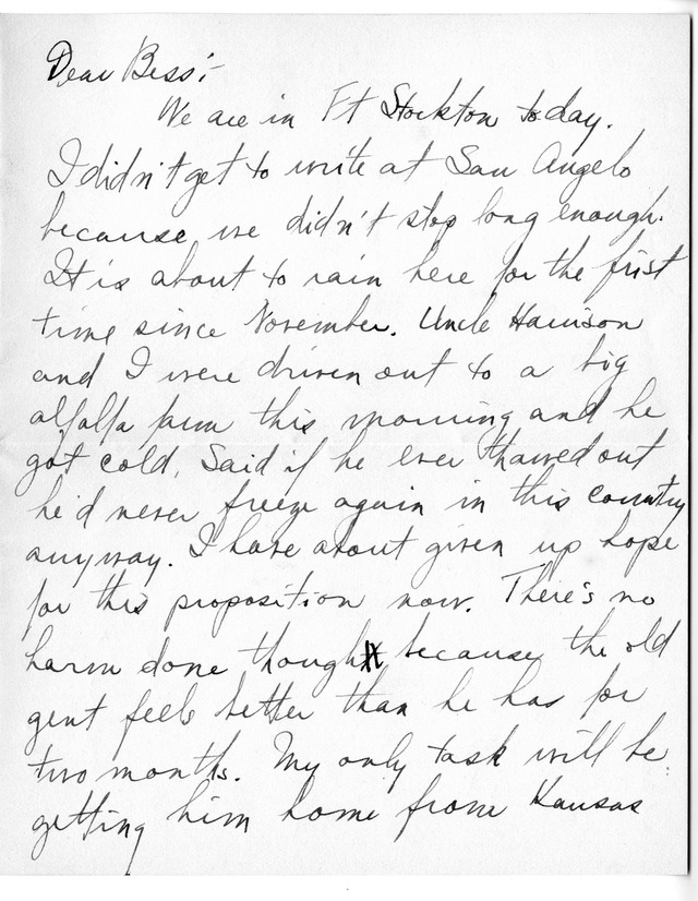 Letter from Harry S. Truman to Bess Wallace