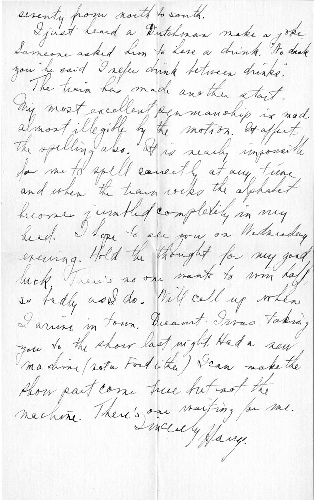 Letter from Harry S. Truman to Bess Wallace