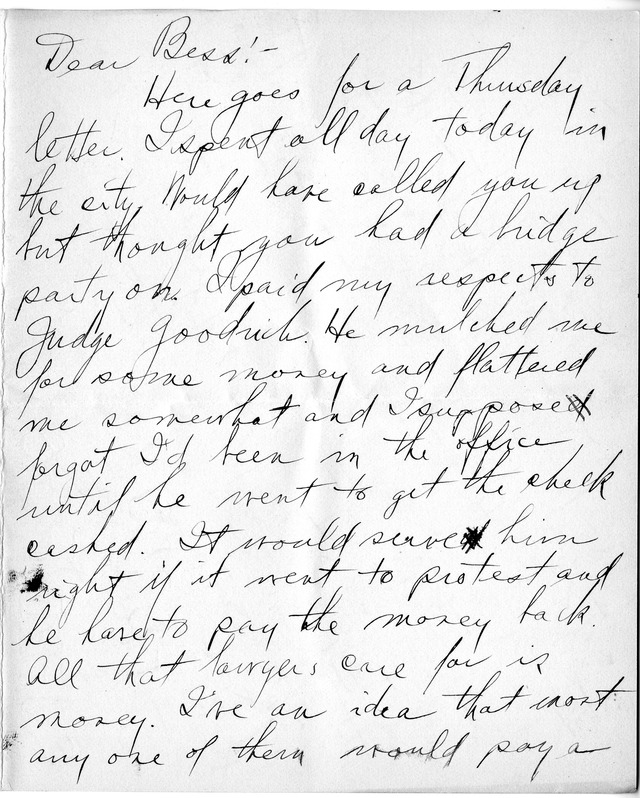 Letter from Harry S. Truman to Bess Wallace