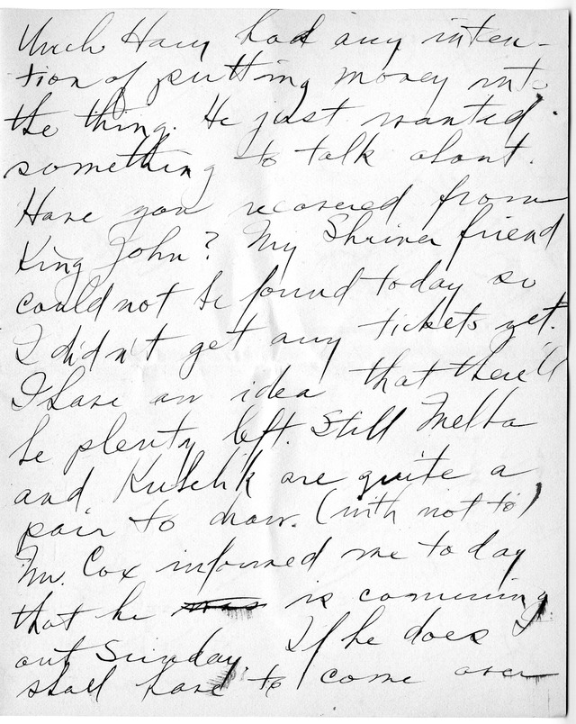Letter from Harry S. Truman to Bess Wallace