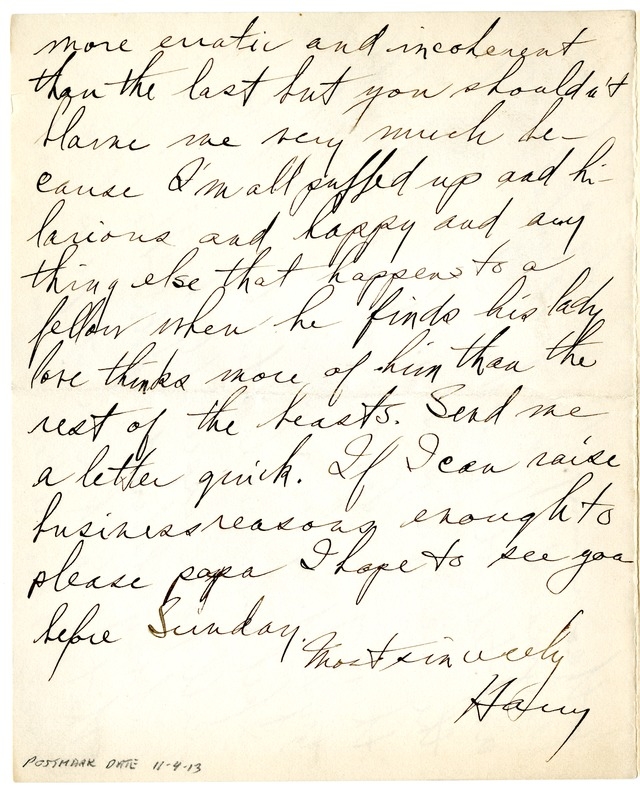 Letter from Harry S. Truman to Bess Wallace