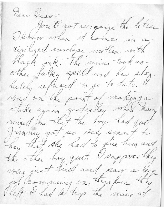 Letter from Harry S. Truman to Bess Wallace