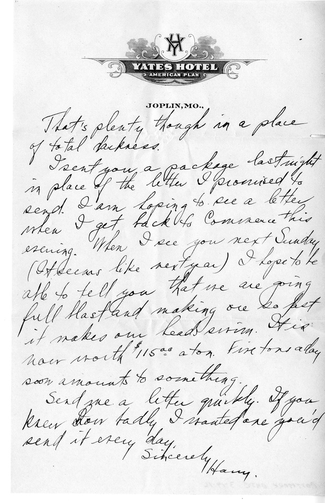 Letter from Harry S. Truman to Bess Wallace