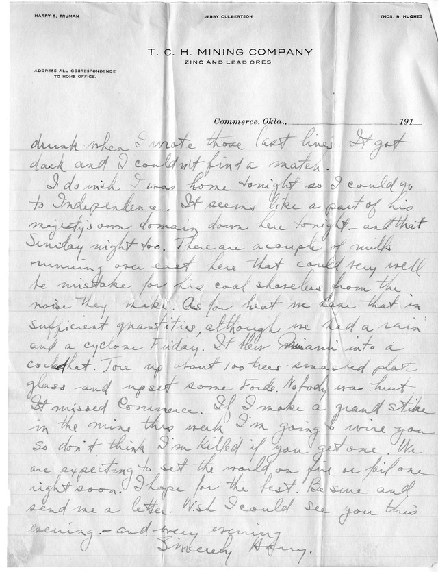 Letter from Harry S. Truman to Bess Wallace