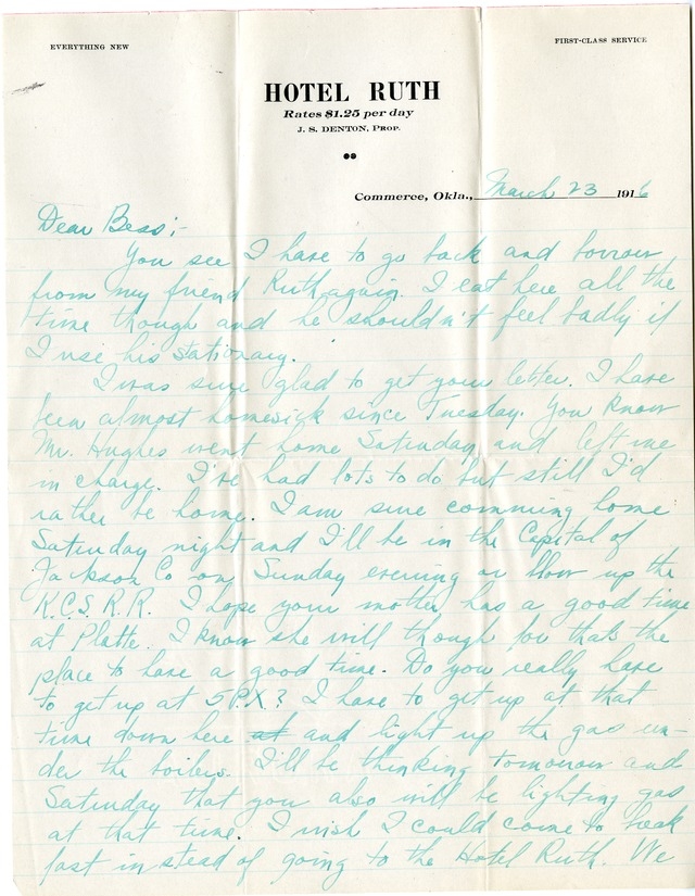 Letter from Harry S. Truman to Bess Wallace