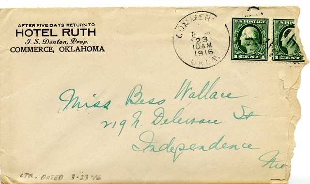 Letter from Harry S. Truman to Bess Wallace
