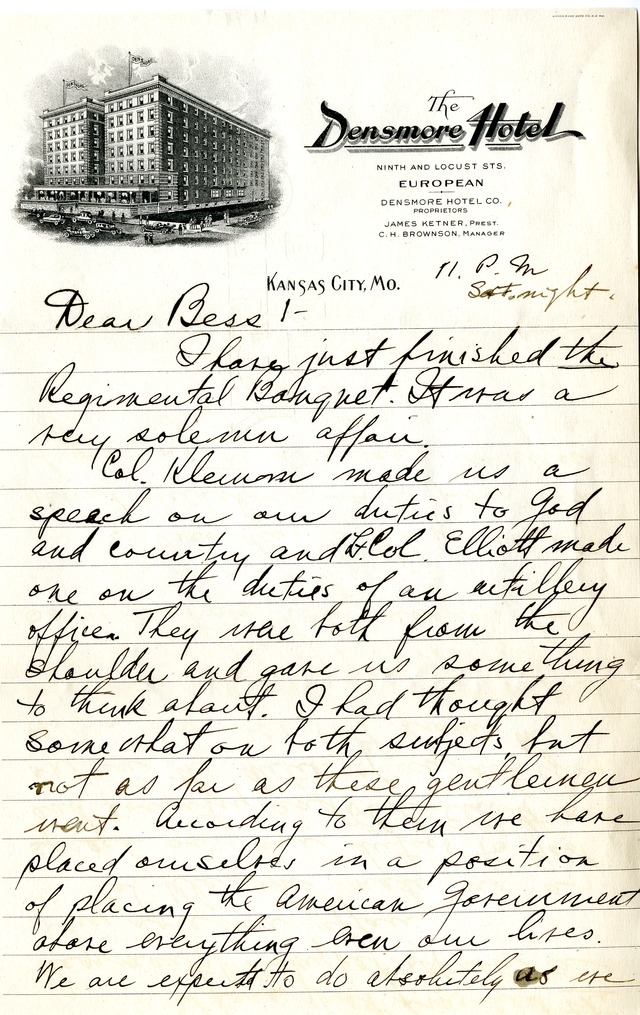 Letter from Harry S. Truman to Bess Wallace