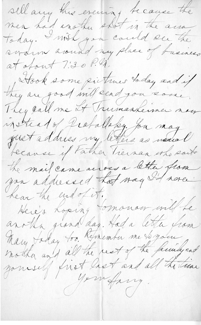 Letter from Harry S. Truman to Bess Wallace