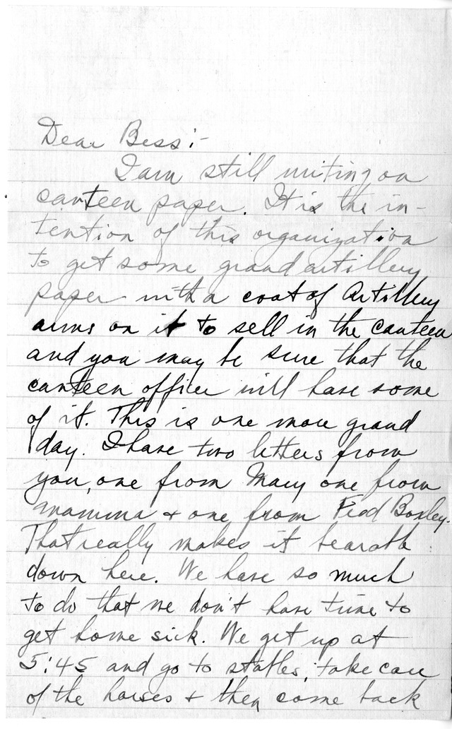 Letter from Harry S. Truman to Bess Wallace