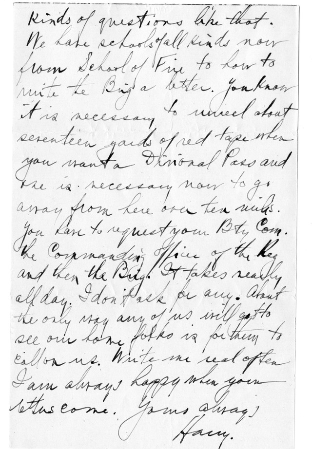 Letter from Harry S. Truman to Bess Wallace
