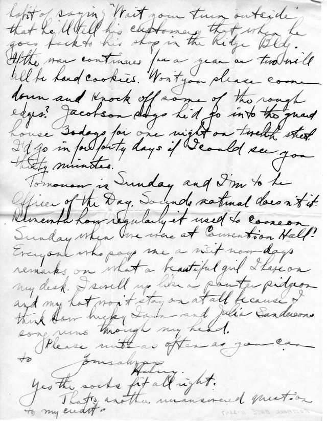 Letter from Harry S. Truman to Bess Wallace
