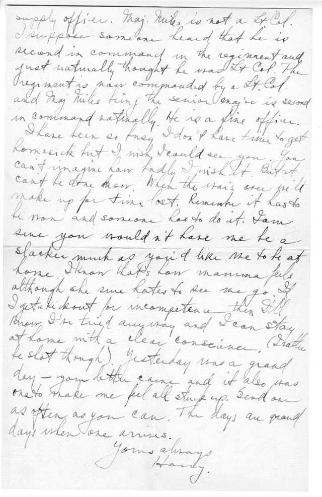 Letter from Harry S. Truman to Bess Wallace
