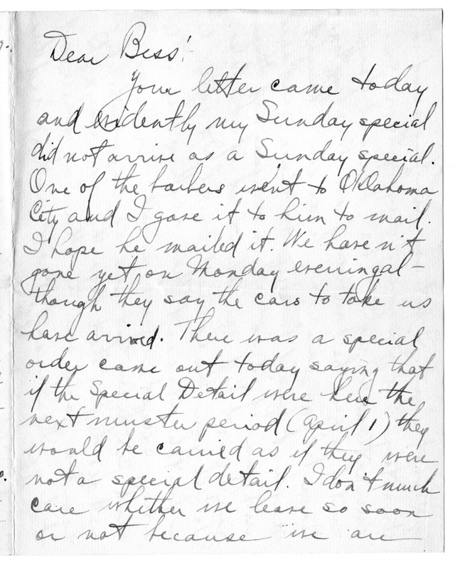 Letter from Harry S. Truman to Bess Wallace