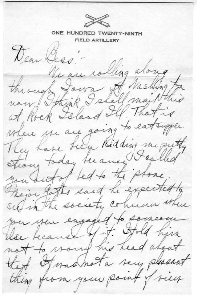Letter from Harry S. Truman to Bess Wallace