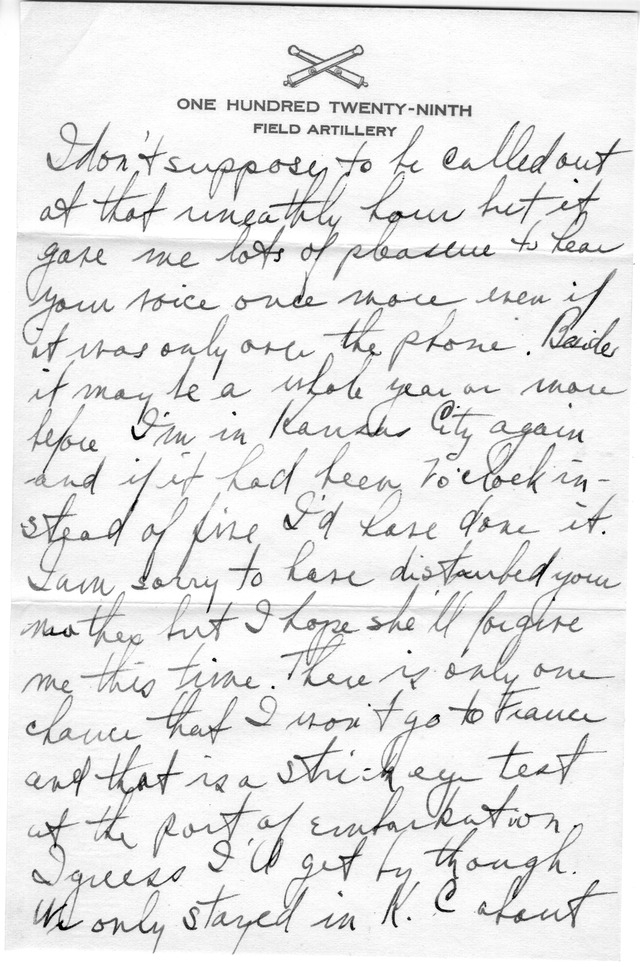 Letter from Harry S. Truman to Bess Wallace