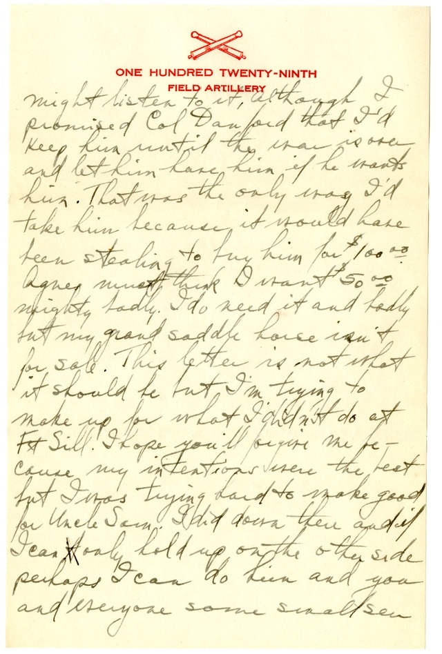 Letter from Harry S. Truman to Bess Wallace