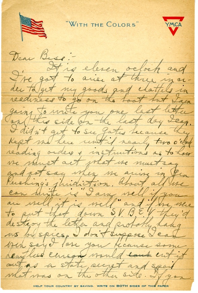 Letter from Harry S. Truman to Bess Wallace