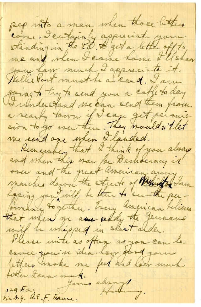 Letter from Harry S. Truman to Bess Wallace