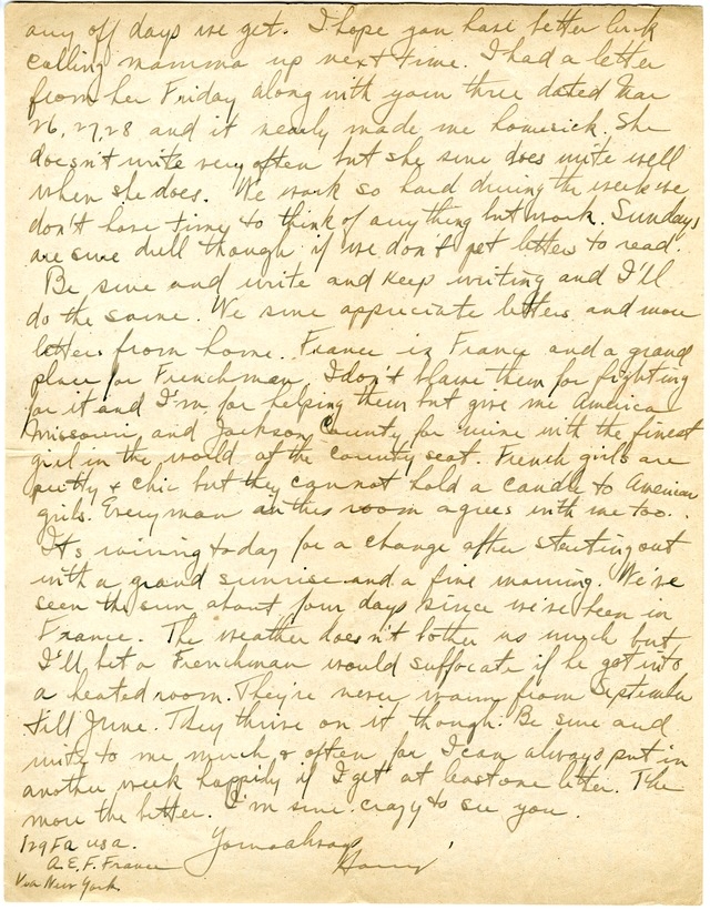 Letter from Harry S. Truman to Bess Wallace