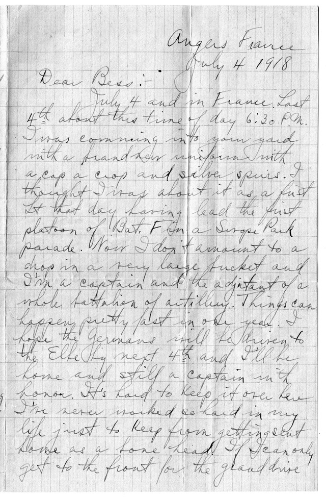 Letter from Harry S. Truman to Bess Wallace