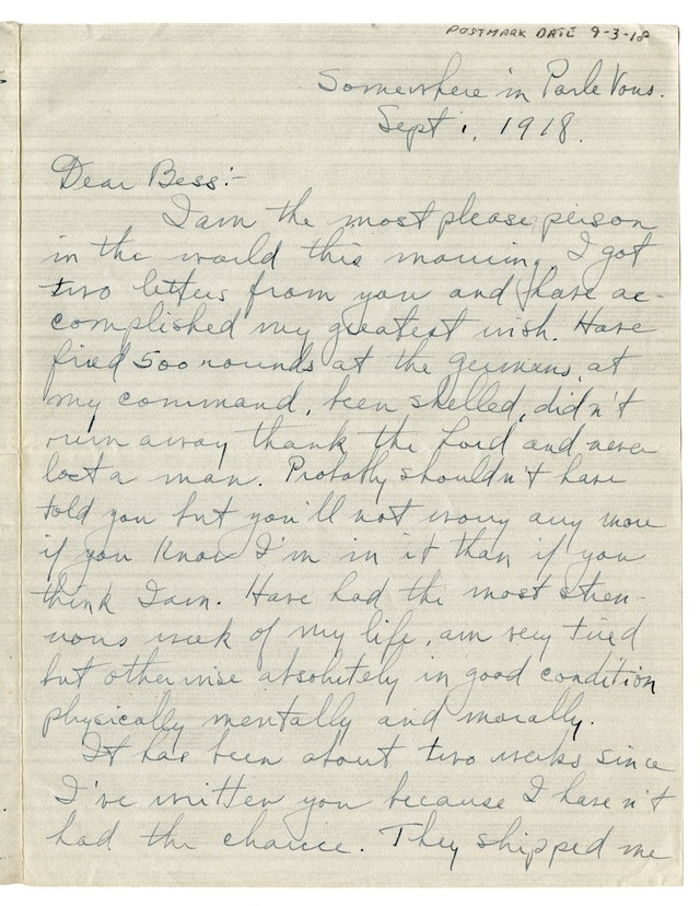 Letter from Harry S. Truman to Bess Wallace