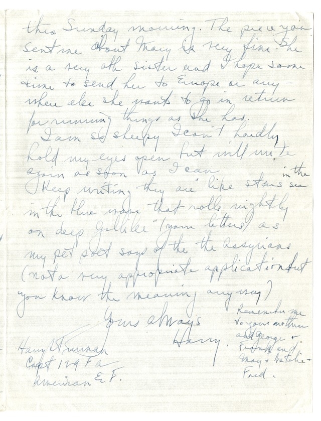 Letter from Harry S. Truman to Bess Wallace